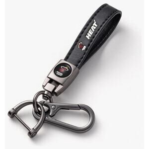 MIAMI HEAT Genuine Leather Keychain Key Chain Ring Fob Holder Basketball NEW